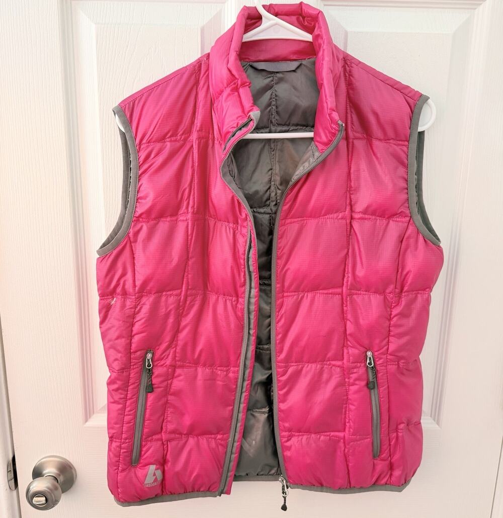 Eddie Bauer Vest Womens Sz S First Ascent Goose Down Pink Pockets Puffer
